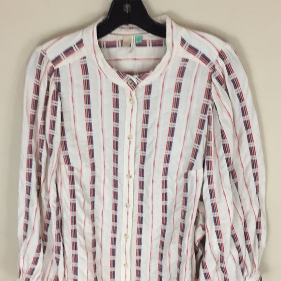 Pilcro Anthropologie Cotton Boho Embroidered Bella Femme Puff Sleeve Top XL - Picture 3 of 16